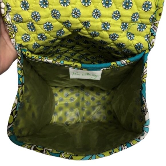 Vera Bradley Lunchbox quilted Paisley Peacock Lime Green White Quilted - Picture 4 of 8